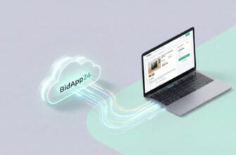 Техническая схема работы аукционного веб-виджета: обмен данными в реальном времени между сайтом партнера и облачной платформой BidApp24.